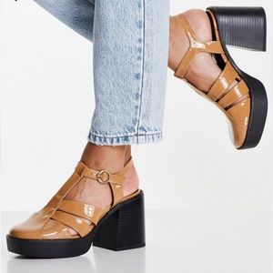 NWOT ASOS Design cut out heeled shoes in beige
